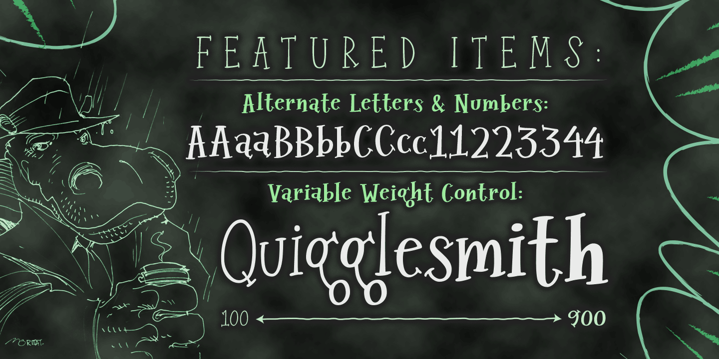 Пример шрифта Quigglesmith Light